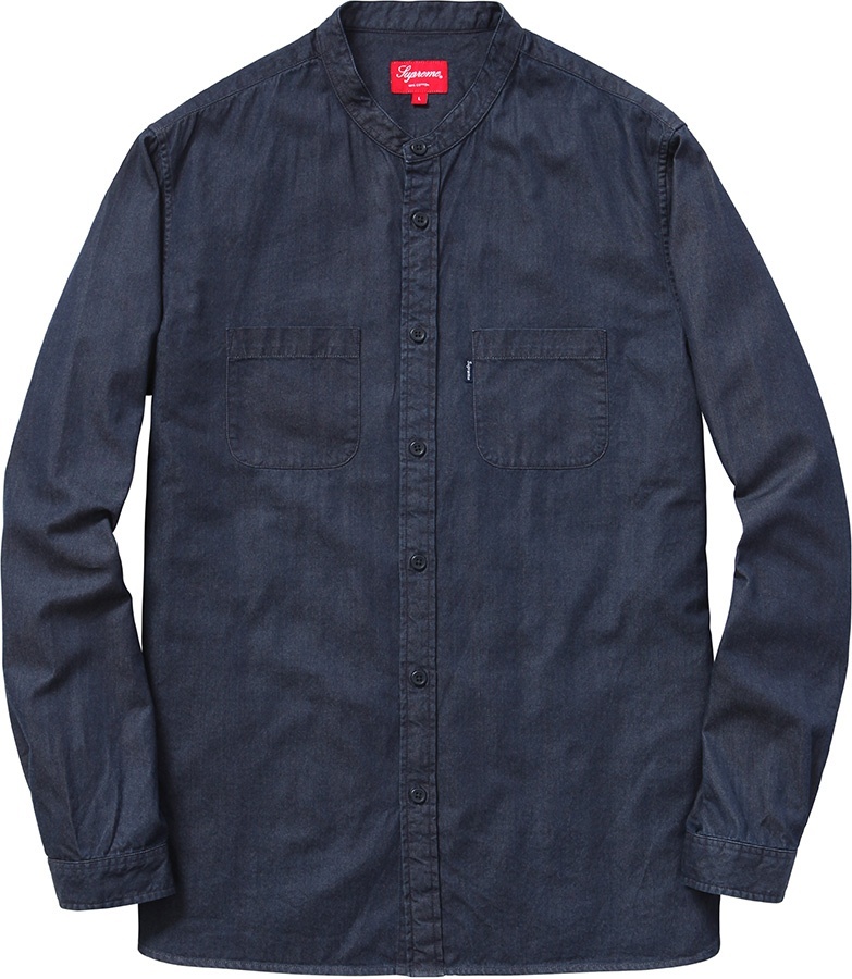 Denim Band Collar Shirt view 2